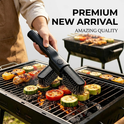 Electric BBQ Grill Brush Cleaner with Steel Wire Bristles, 180° Adjustable Head and USB-C Charging