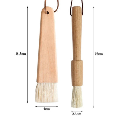 Wooden BBQ Basting Brush Set, 2 Sizes for Grilling, Baking and Cooking