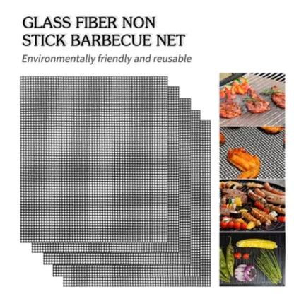 Reusable Black BBQ Grill Mat, Non-Stick Metal Mesh, 40cm Options