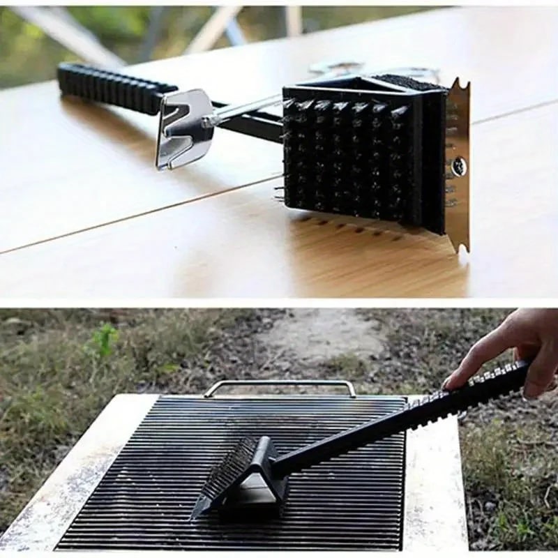 3-in-1 Copper Wire BBQ Grill and Oven Cleaning Brush with Scraper