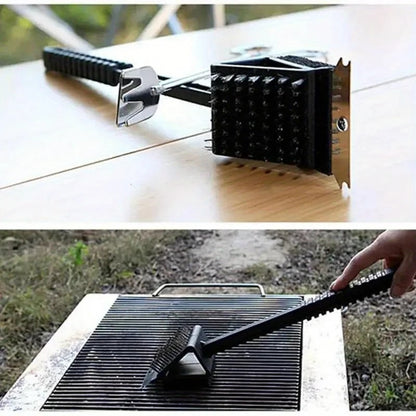 3-in-1 Copper Wire BBQ Grill and Oven Cleaning Brush with Scraper
