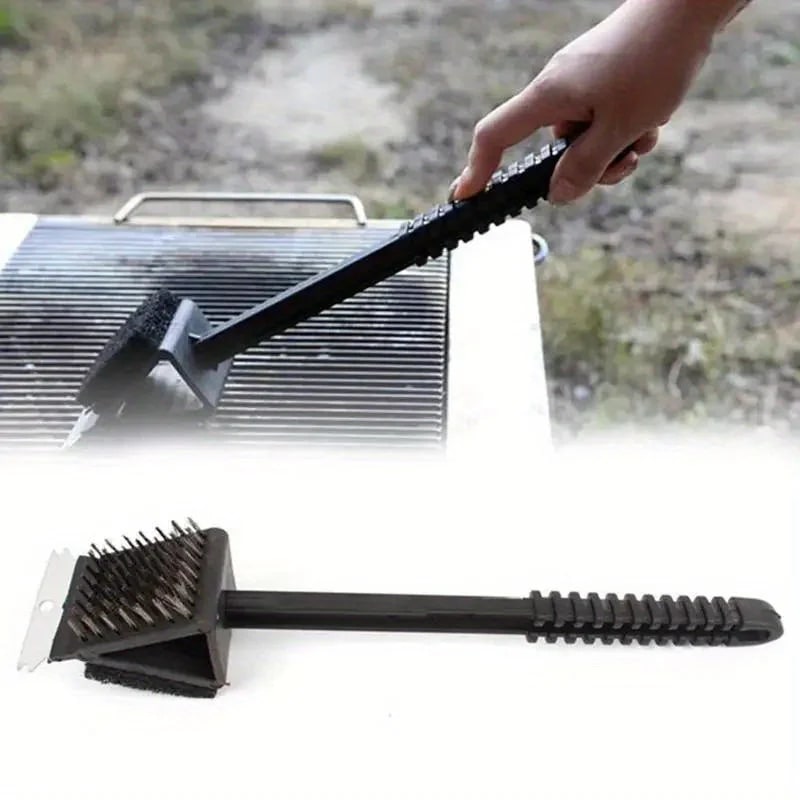 3-in-1 Copper Wire BBQ Grill and Oven Cleaning Brush with Scraper