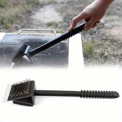 3-in-1 Copper Wire BBQ Grill and Oven Cleaning Brush with Scraper