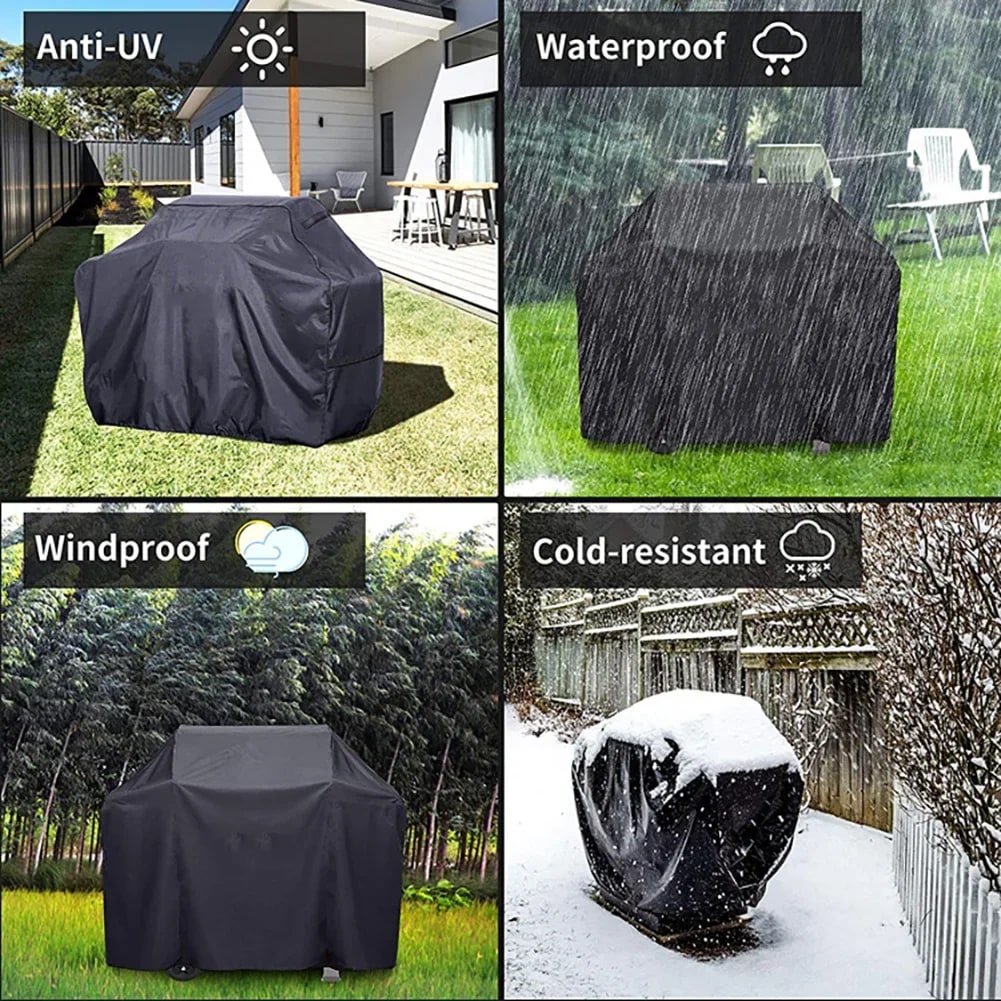BBQ Cover Black 210D Oxford Cloth Waterproof Grill Barbecue Cover, Multiple Sizes