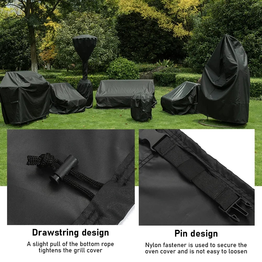 BBQ Cover Black 210D Oxford Cloth Waterproof Grill Barbecue Cover, Multiple Sizes