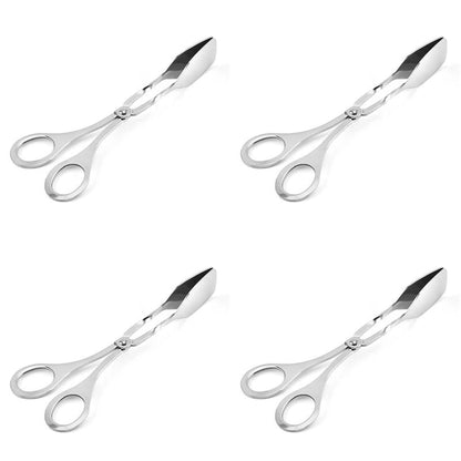 4-Pack Stainless Steel Food Tongs, 18.5cm BBQ Serving Tongs