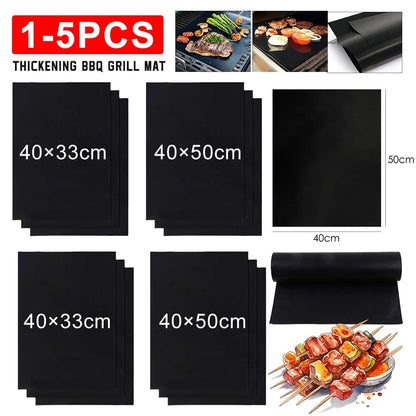 PTFE BBQ Grill Mat, Reusable Non-Stick Barbecue Baking Sheet, 40 x 50cm or 33 x 40cm