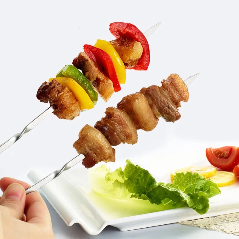 Stainless Steel Flat BBQ Skewers, 350mm, 50 or 100 Pack