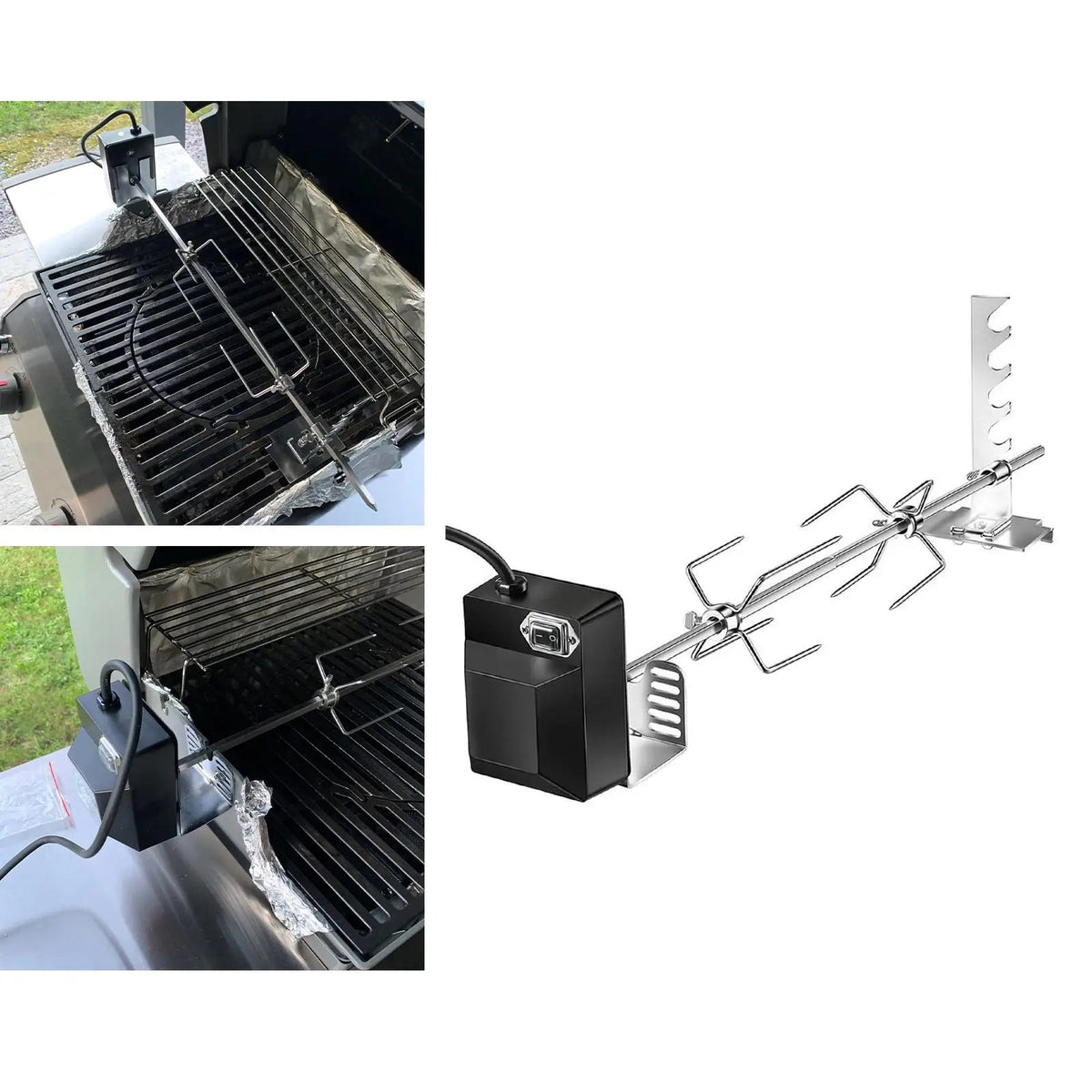 Kesoto BBQ Rotisserie Kit, 68cm Metal Spit Rod, 4W EU Plug Motor