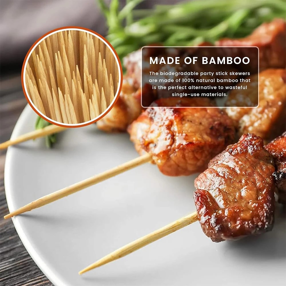 Bamboo BBQ Skewers, Food-Grade Natural Disposable Sticks, 15cm to 30cm