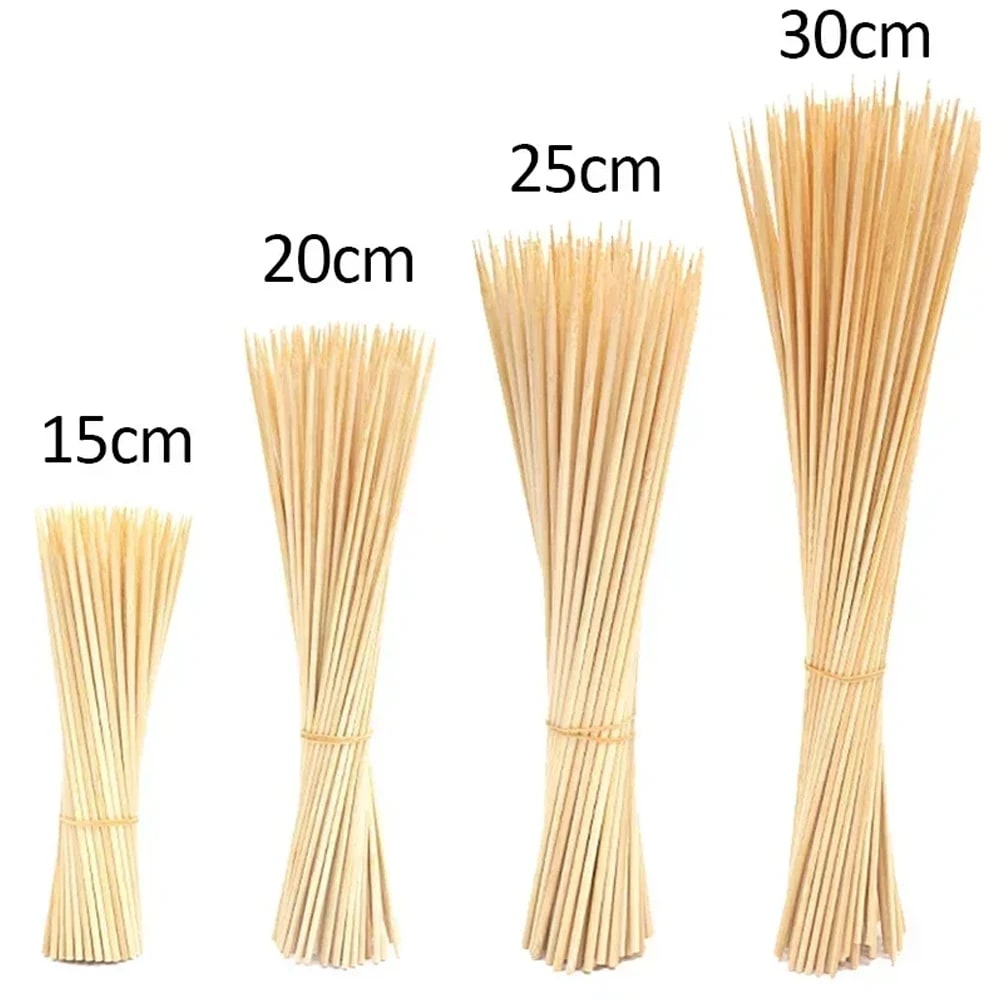 Bamboo BBQ Skewers, Food-Grade Natural Disposable Sticks, 15cm to 30cm