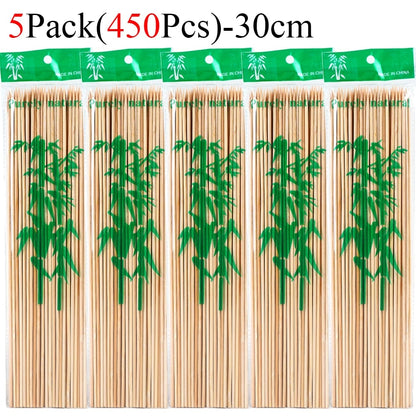 Bamboo BBQ Skewers, Food-Grade Natural Disposable Sticks, 15cm to 30cm - 450Pcs-30cm