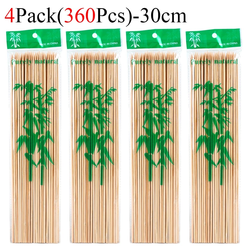 Bamboo BBQ Skewers, Food-Grade Natural Disposable Sticks, 15cm to 30cm - 360Pcs-30cm