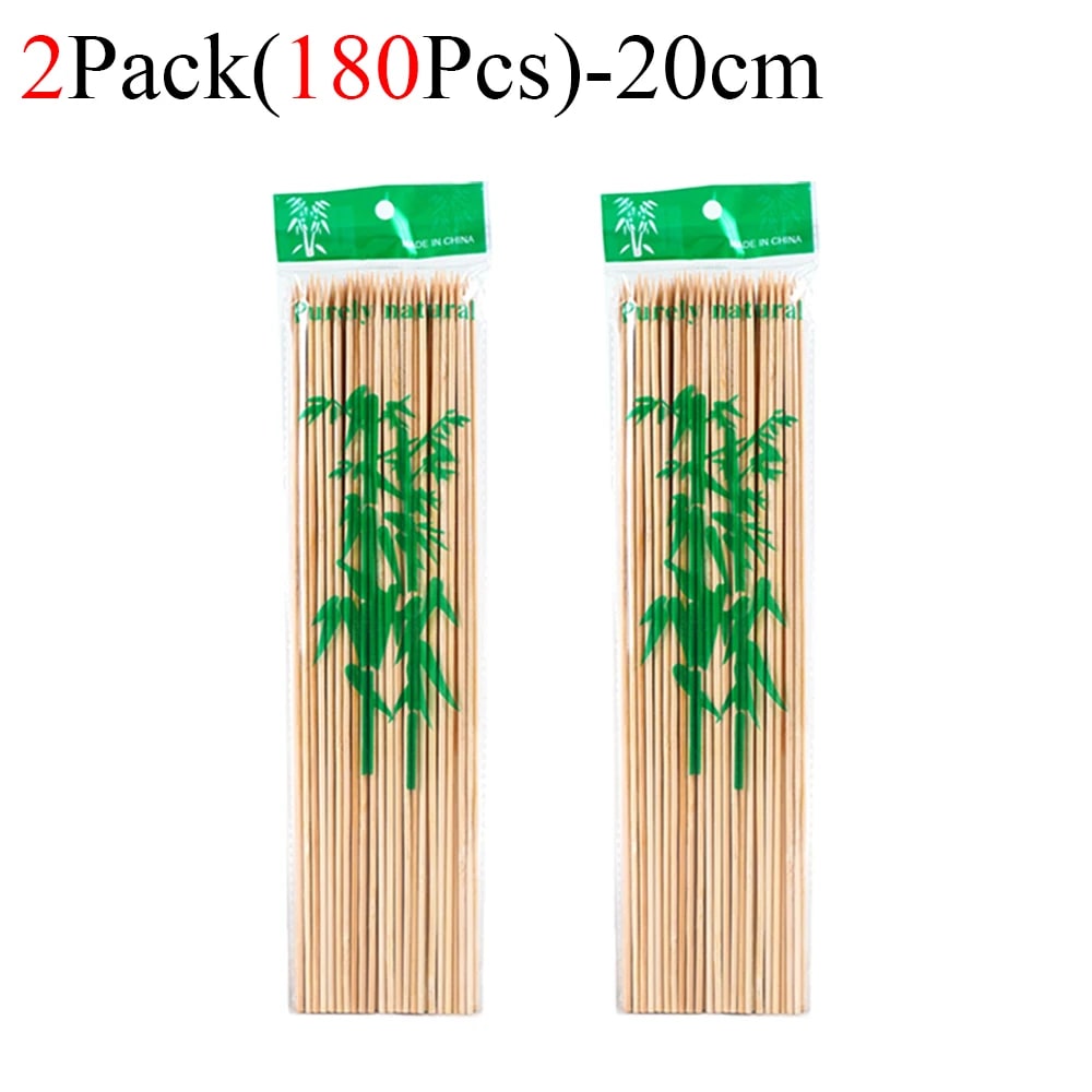 Bamboo BBQ Skewers, Food-Grade Natural Disposable Sticks, 15cm to 30cm - 180Pcs-20cm