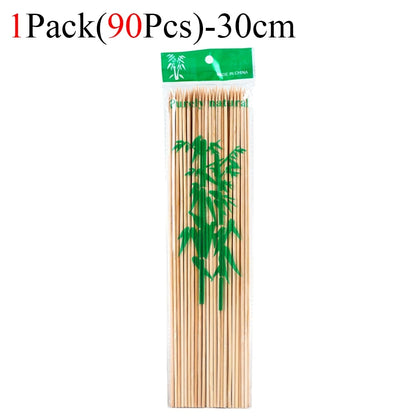 Bamboo BBQ Skewers, Food-Grade Natural Disposable Sticks, 15cm to 30cm - 90Pcs-30cm