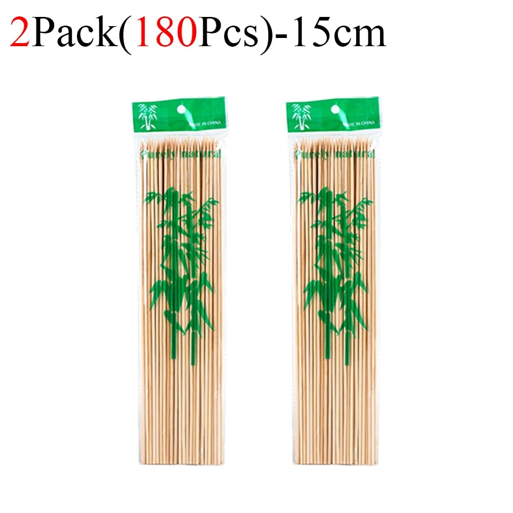 Bamboo BBQ Skewers, Food-Grade Natural Disposable Sticks, 15cm to 30cm - 180Pcs-15cm