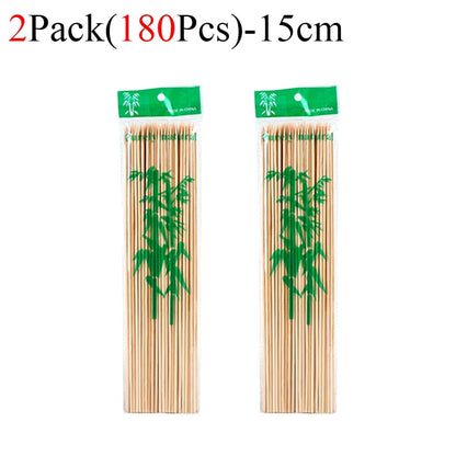 Bamboo BBQ Skewers, Food-Grade Natural Disposable Sticks, 15cm to 30cm - 180Pcs-15cm