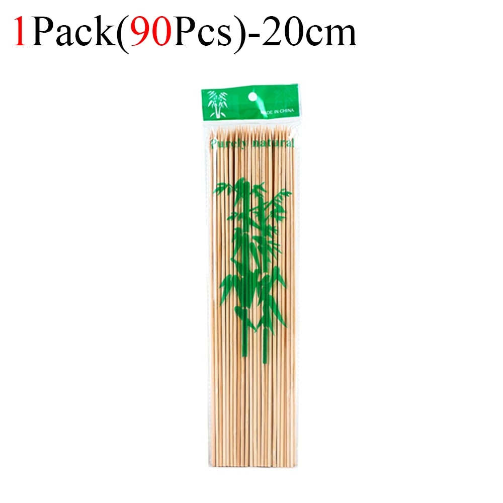 Bamboo BBQ Skewers, Food-Grade Natural Disposable Sticks, 15cm to 30cm - 90Pcs-20cm