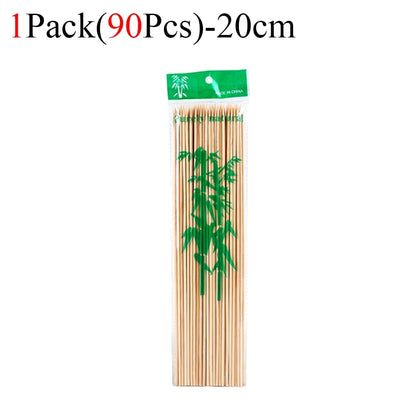 Bamboo BBQ Skewers, Food-Grade Natural Disposable Sticks, 15cm to 30cm - 90Pcs-20cm