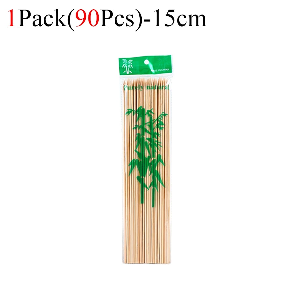 Bamboo BBQ Skewers, Food-Grade Natural Disposable Sticks, 15cm to 30cm - 90Pcs-15cm