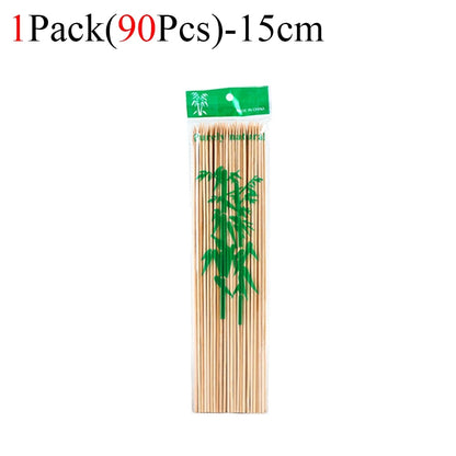 Bamboo BBQ Skewers, Food-Grade Natural Disposable Sticks, 15cm to 30cm - 90Pcs-15cm