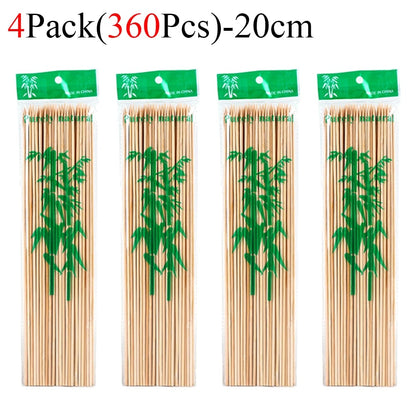 Bamboo BBQ Skewers, Food-Grade Natural Disposable Sticks, 15cm to 30cm - 360Pcs-20cm