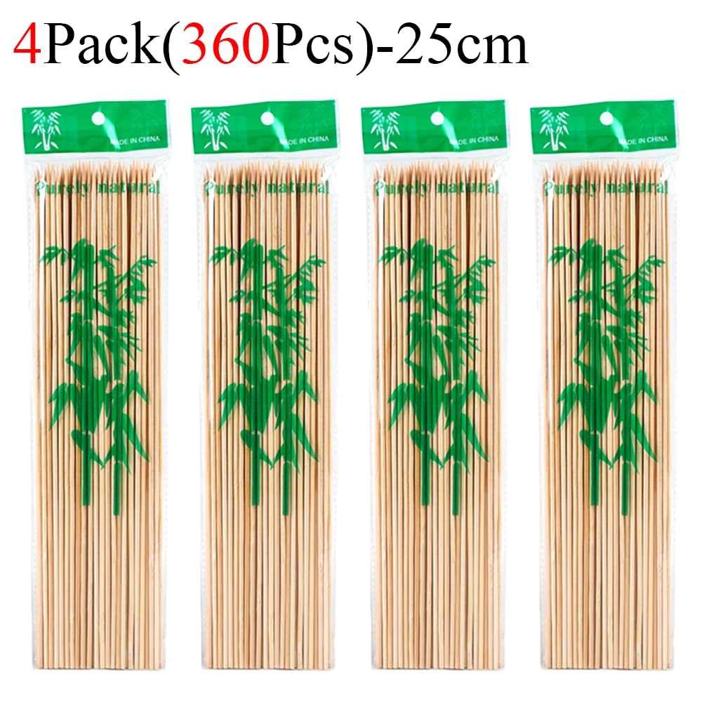 Bamboo BBQ Skewers, Food-Grade Natural Disposable Sticks, 15cm to 30cm - 360Pcs-25cm