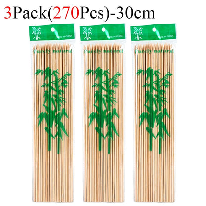 Bamboo BBQ Skewers, Food-Grade Natural Disposable Sticks, 15cm to 30cm - 270Pcs-30cm