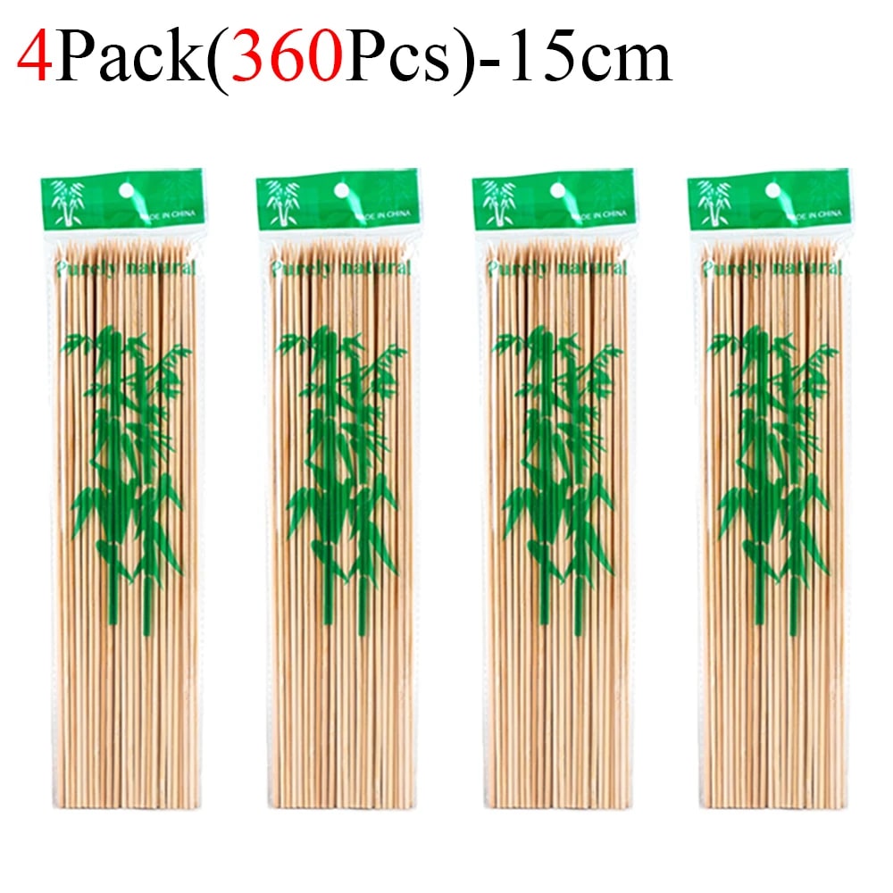 Bamboo BBQ Skewers, Food-Grade Natural Disposable Sticks, 15cm to 30cm - 360Pcs-15cm