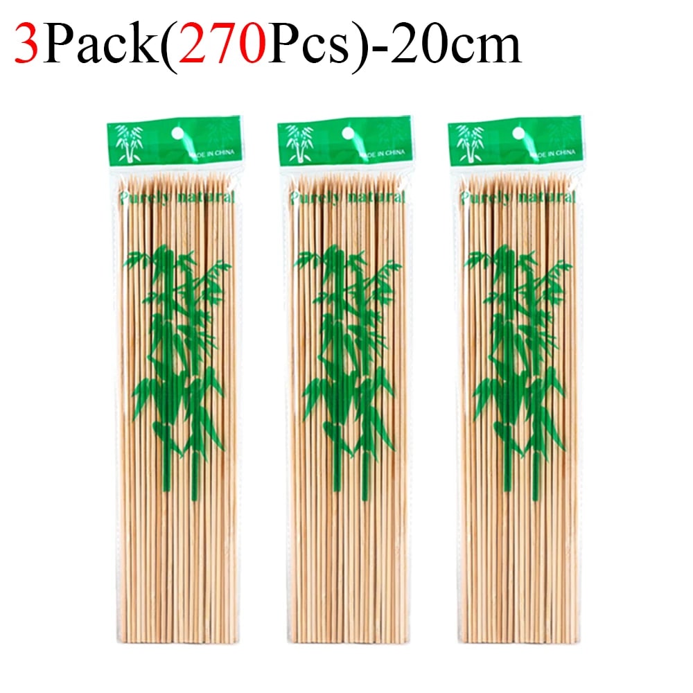 Bamboo BBQ Skewers, Food-Grade Natural Disposable Sticks, 15cm to 30cm - 270Pcs-20cm