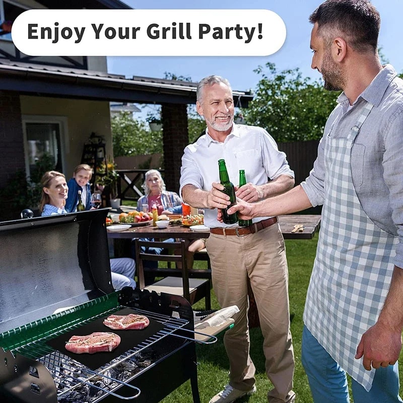 Non-Stick BBQ Grill Mat 40 x 33cm Fabric Cooking Sheet, 1 or 5 Pack