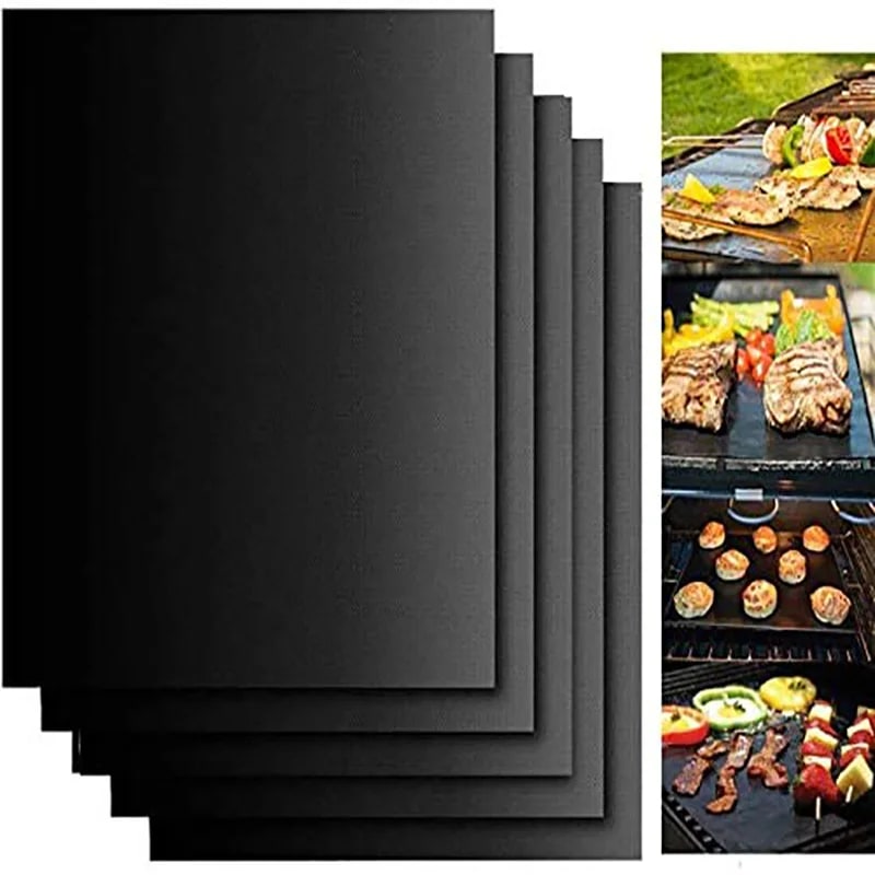 Non-Stick BBQ Grill Mat 40 x 33cm Fabric Cooking Sheet, 1 or 5 Pack - 5PCS