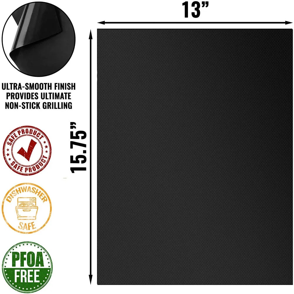 Non-Stick BBQ Grill Mat 40 x 33cm Fabric Cooking Sheet, 1 or 5 Pack - 1PCS