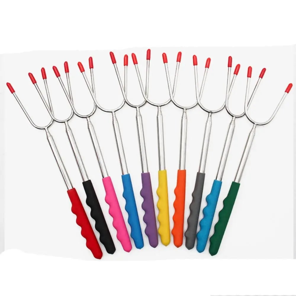 Telescopic BBQ Forks, 2-Piece Stainless Steel Roasting Sticks, 115cm