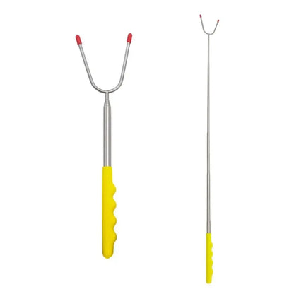 Telescopic BBQ Forks, 2-Piece Stainless Steel Roasting Sticks, 115cm - yellow