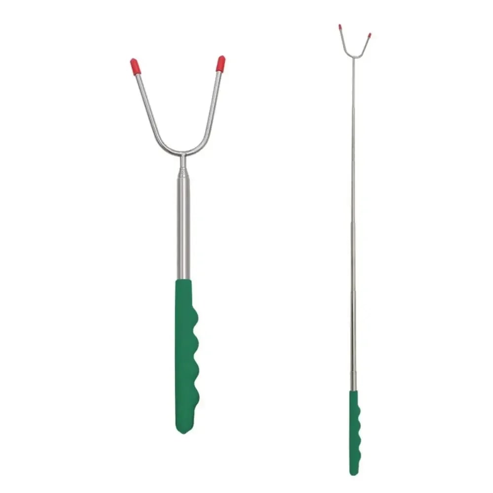 Telescopic BBQ Forks, 2-Piece Stainless Steel Roasting Sticks, 115cm - green