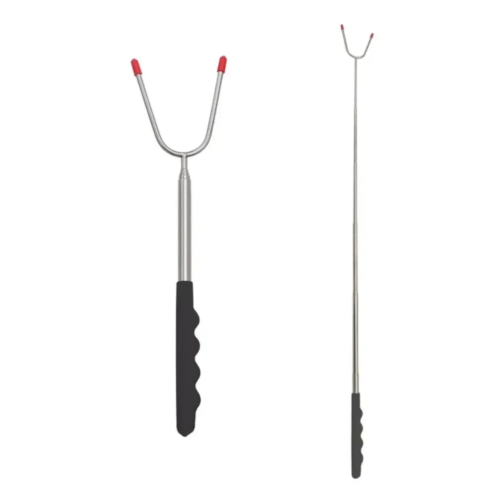 Telescopic BBQ Forks, 2-Piece Stainless Steel Roasting Sticks, 115cm - black