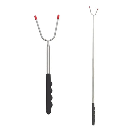 Telescopic BBQ Forks, 2-Piece Stainless Steel Roasting Sticks, 115cm - black