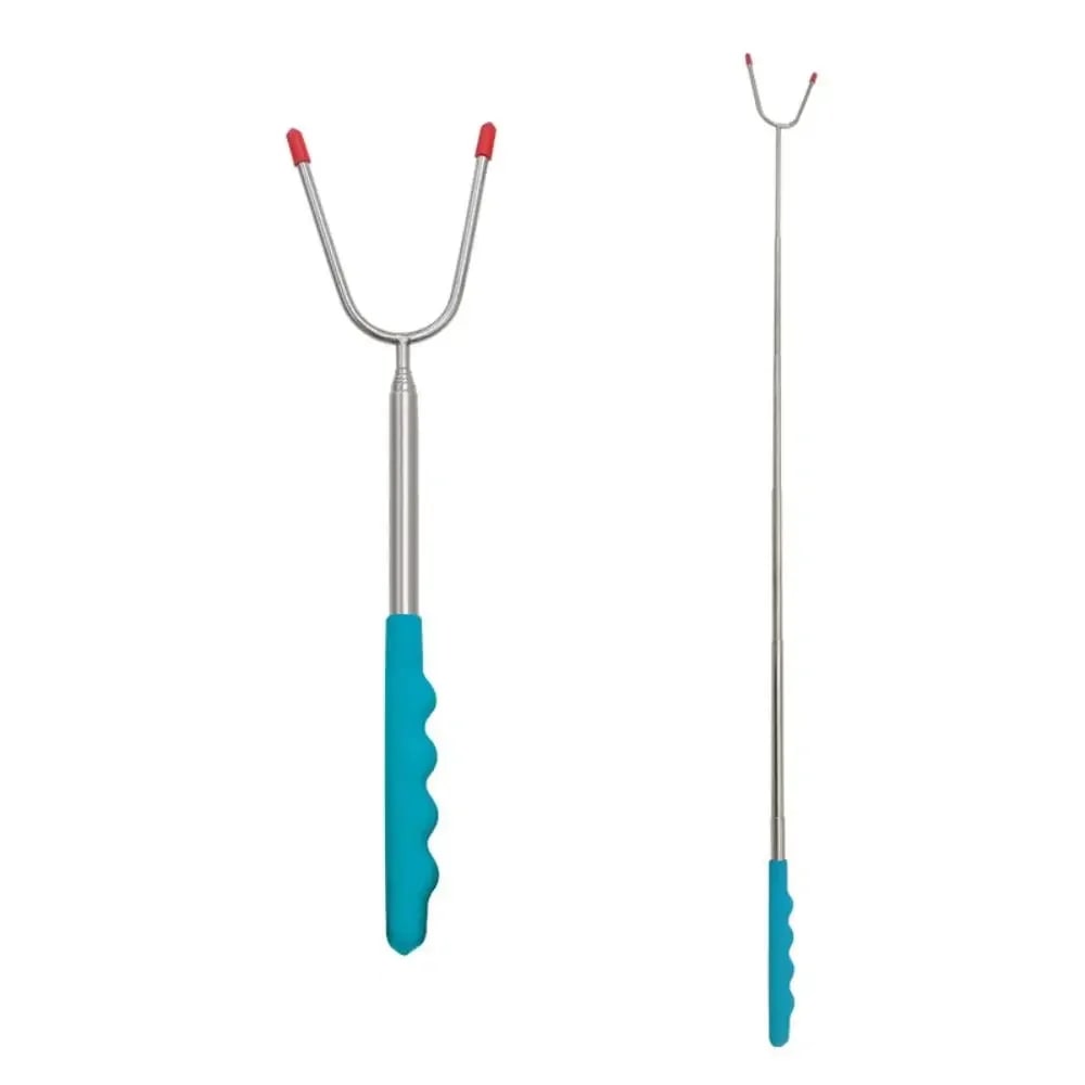 Telescopic BBQ Forks, 2-Piece Stainless Steel Roasting Sticks, 115cm - blue