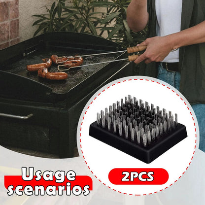 bbqdeals 2-Piece BBQ Grill Cleaning Brush Set with Steel Wire Bristles,