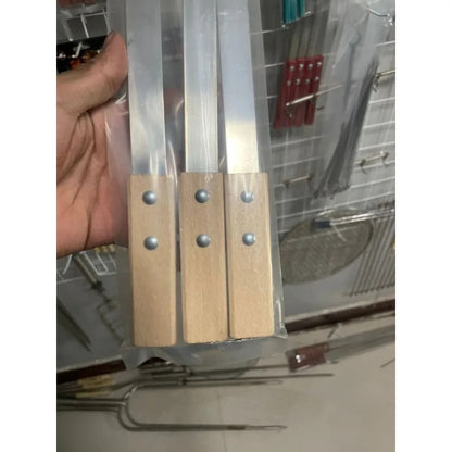 Koobideh Kebab Skewers, Stainless Steel, Wooden Handle, 410 x 23 x 2mm