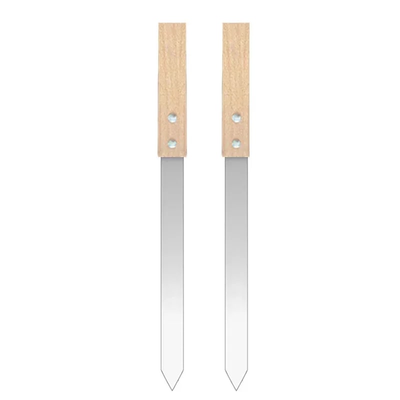 Koobideh Kebab Skewers, Stainless Steel, Wooden Handle, 410 x 23 x 2mm - 2pcs-410x23x2MM