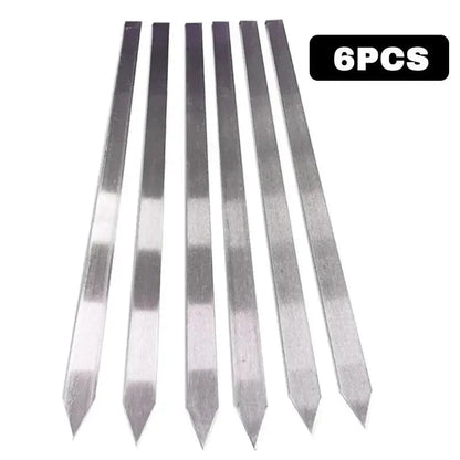 Koobideh Kebab Skewers, Stainless Steel, Wooden Handle, 410 x 23 x 2mm - 6pcs-500x23x2MM
