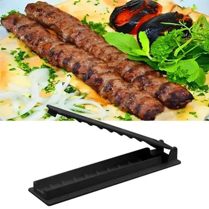 Koobideh Kebab Skewers, Stainless Steel, Wooden Handle, 410 x 23 x 2mm - 1pcs-Meat Presser