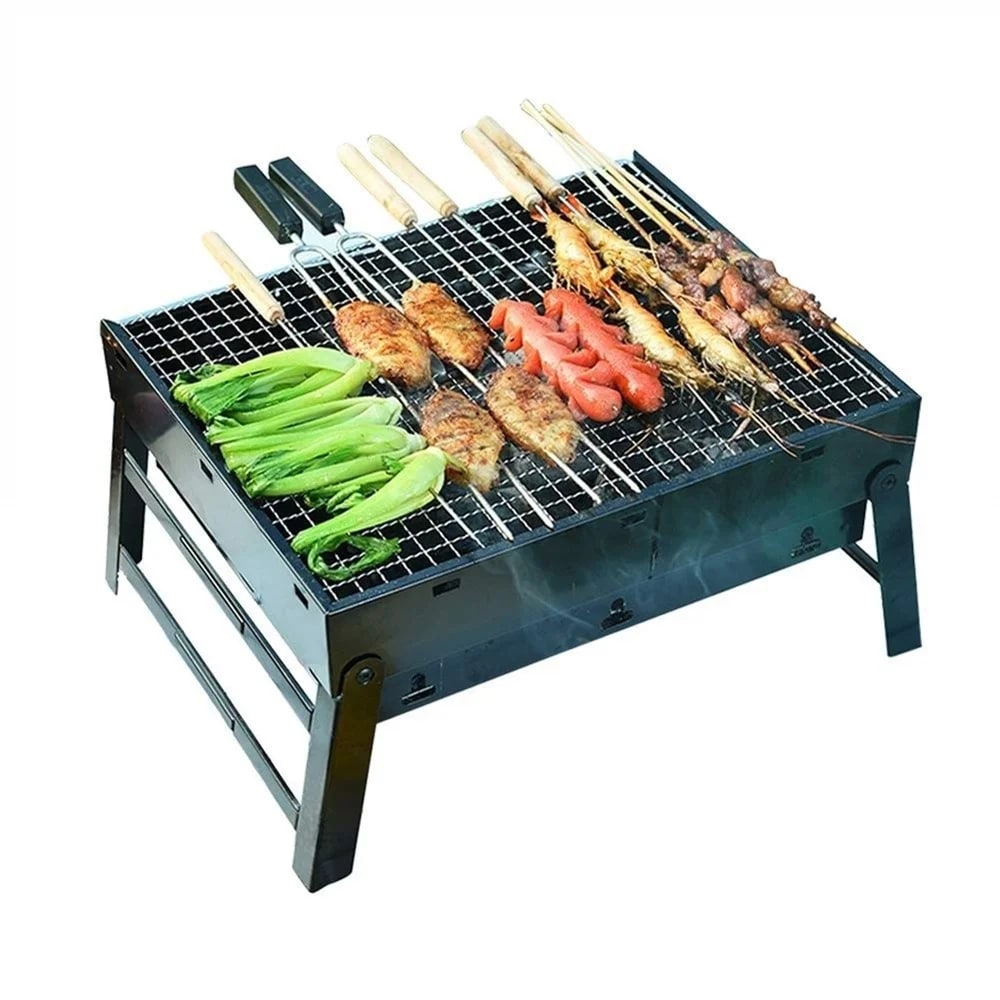 Portable Charcoal BBQ Grill, Foldable Stainless Steel, 35 x 27 x 20cm