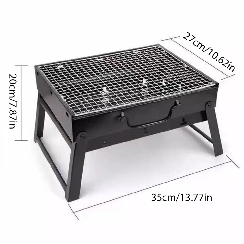 Portable Charcoal BBQ Grill, Foldable Stainless Steel, 35 x 27 x 20cm