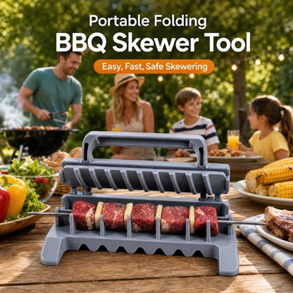Plastic Kebab Maker Press, Grey PP Manual Skewer Mould for BBQ