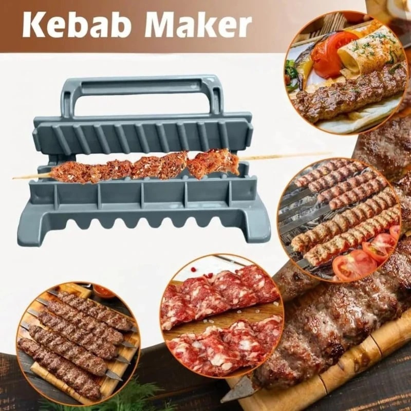 Plastic Kebab Maker Press, Grey PP Manual Skewer Mould for BBQ