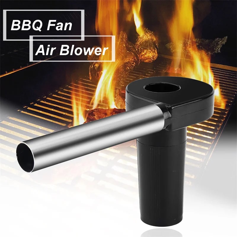 bbqdeals BBQ Fan Air Blower, Black, 1.5V, D Battery-Powered Charcoal Fire