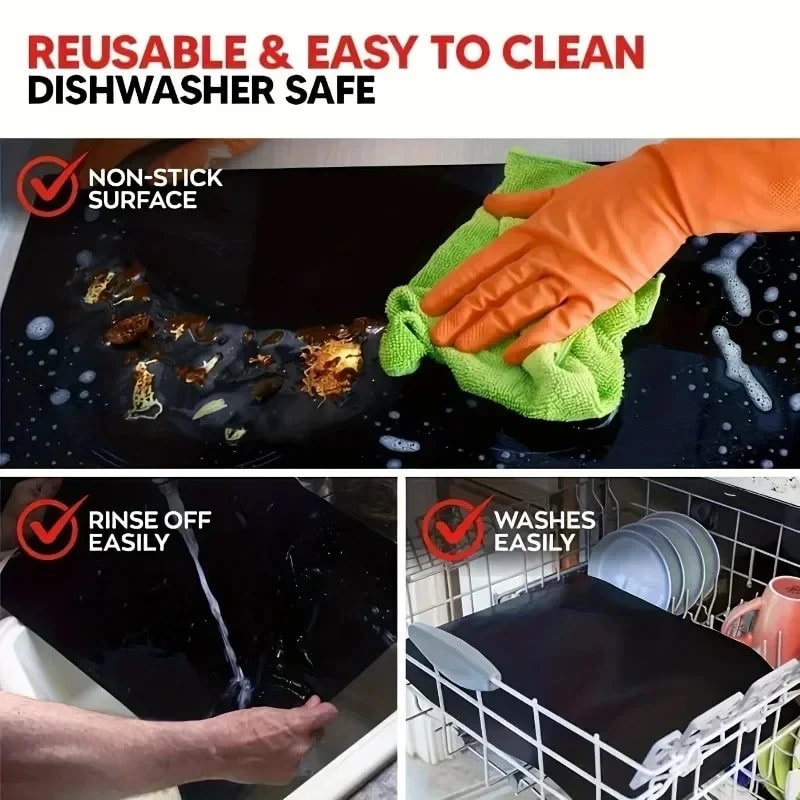 Non-Stick Fibreglass Grill Mat, Reusable Oven Liner, 33 x 40cm or 50 x 40cm